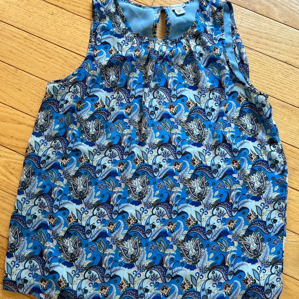 Women’s Sz M blue Paisley Paraphrase  dressy tank top